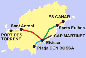 Ibiza Discobus route map