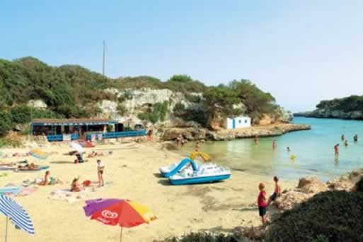 Cala 'n Blanes beach with pedalos & beach bar 