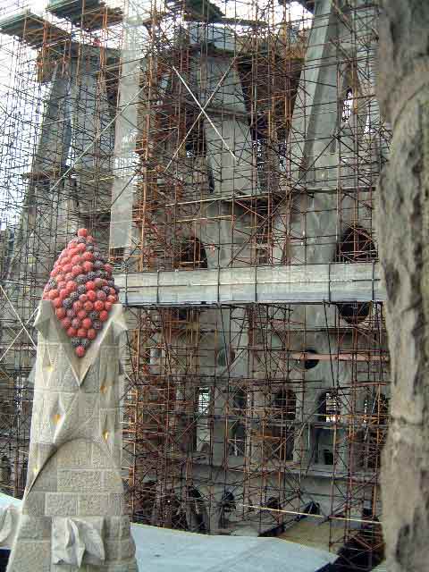 The temple is still under construction builders scaffolding