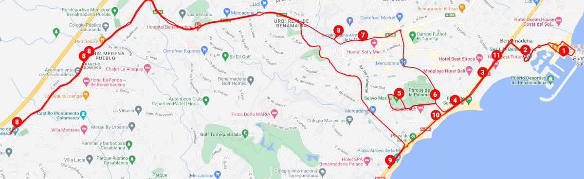 Benalmadena City-Sightseeing Bus Route & Stops Map