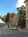 Albarrana Tower behind the car