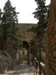 The Columns Gatehouse, the only one with a downhill slope before it