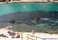 Jet boats in Cala Llonga bay