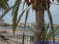 Figueretas beach and ferry in the bay