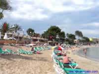 Sunlounges on Es Cana Beach